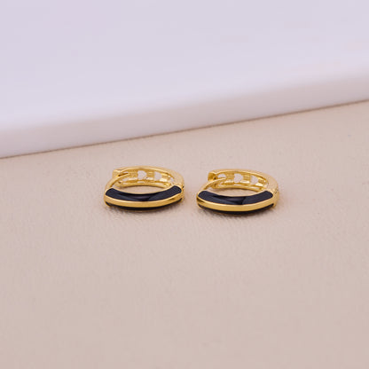 Golden Noir Enamel Hoops
