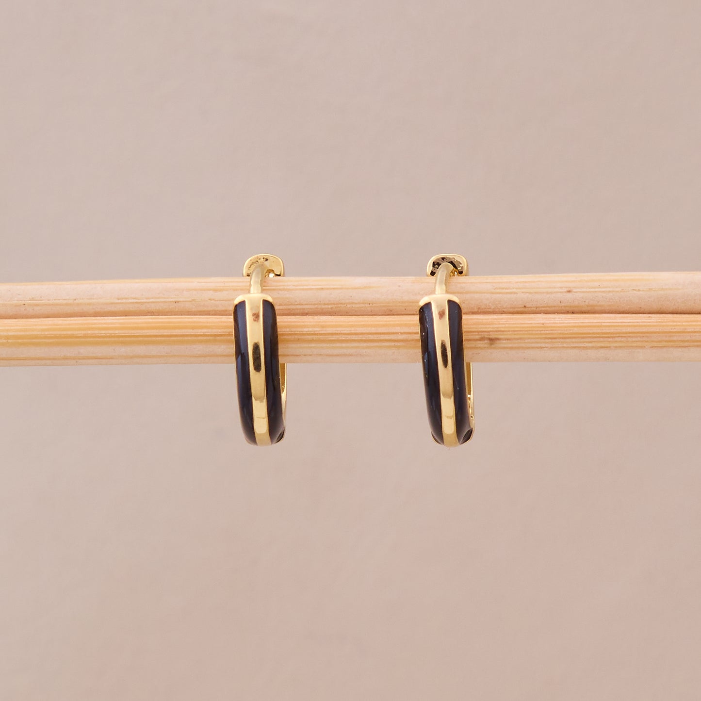 Golden Noir Enamel Hoops