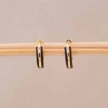Golden Noir Enamel Hoops