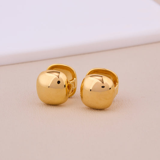 Golden Bold Cushion Stud Earrings