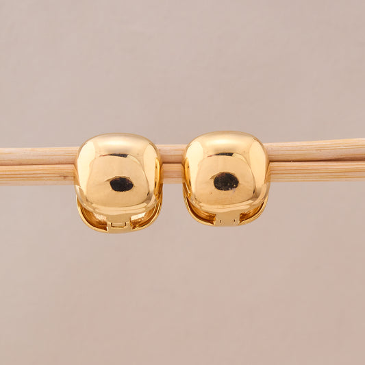 Golden Bold Cushion Stud Earrings