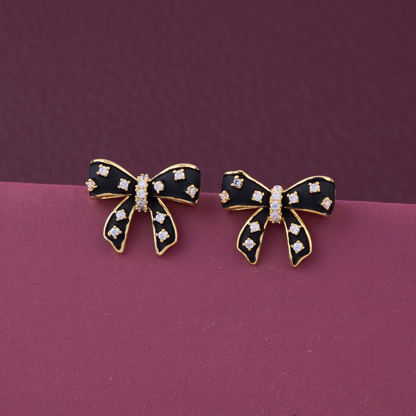 Noir Bow Earrings Chic & Playful Elegance