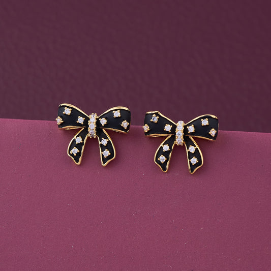 Noir Bow Earrings Chic & Playful Elegance
