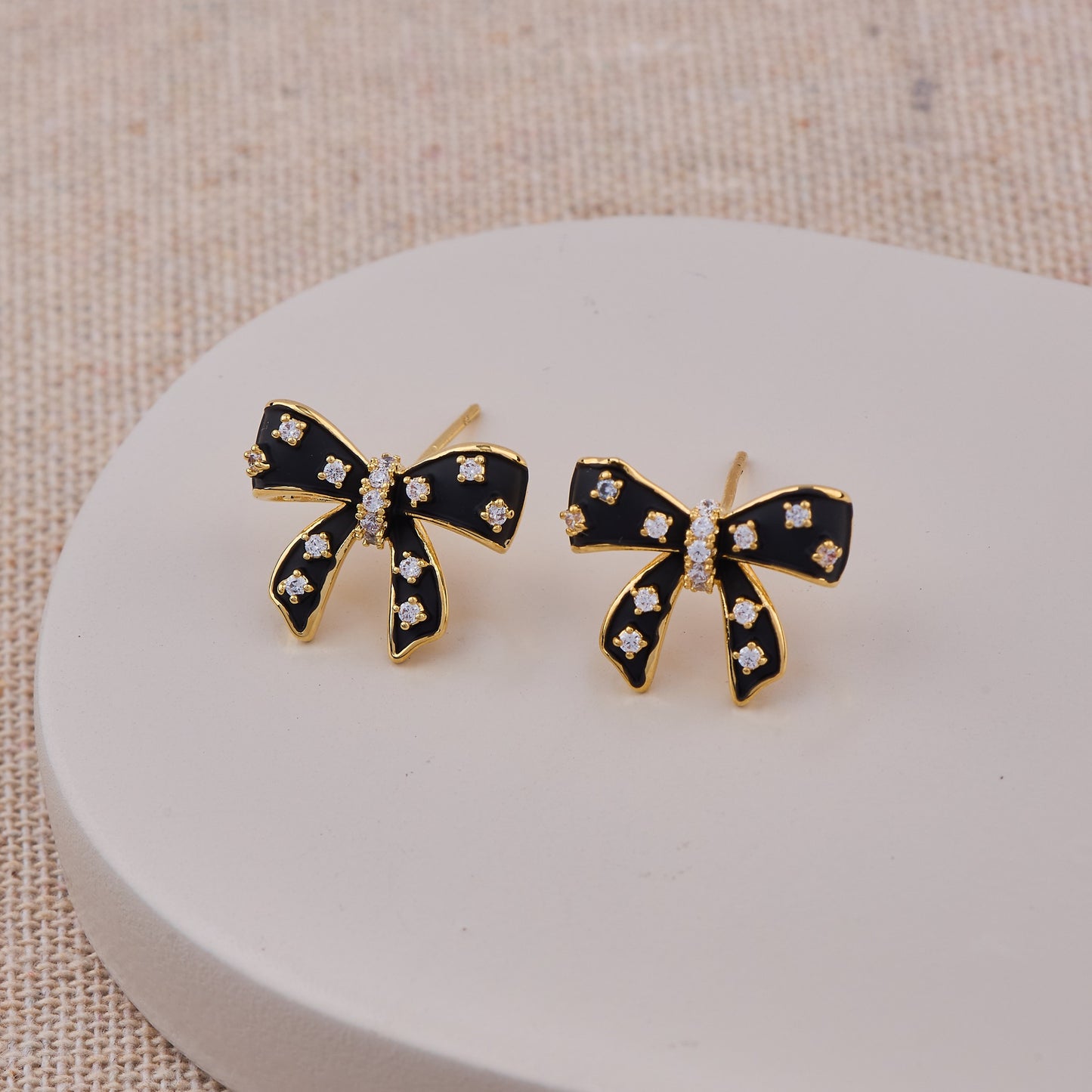 Noir Bow Earrings Chic & Playful Elegance