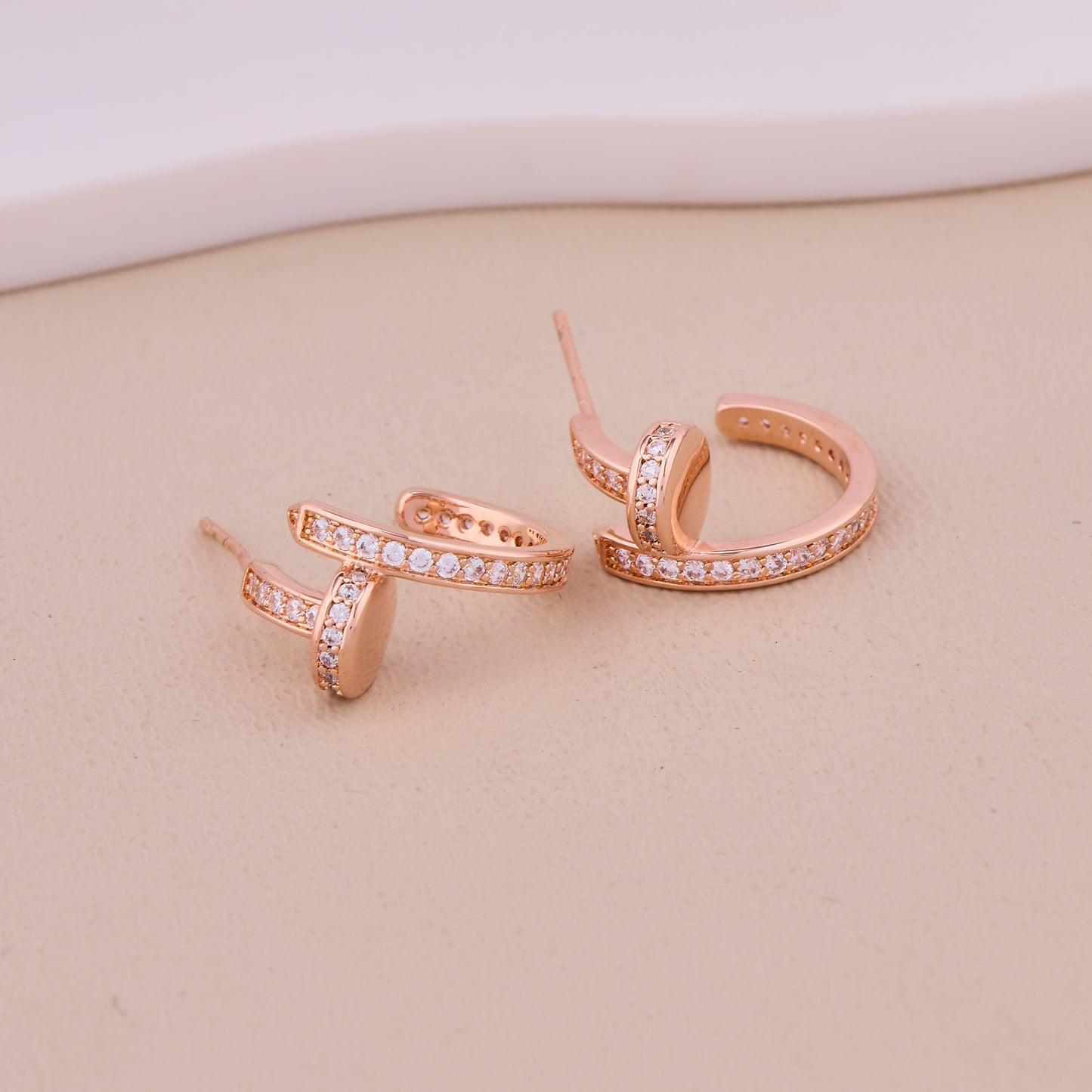 Rose Gold Sparkle Open Hoops