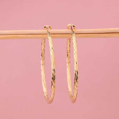 Golden Diamond-Cut Hoop Earrings
