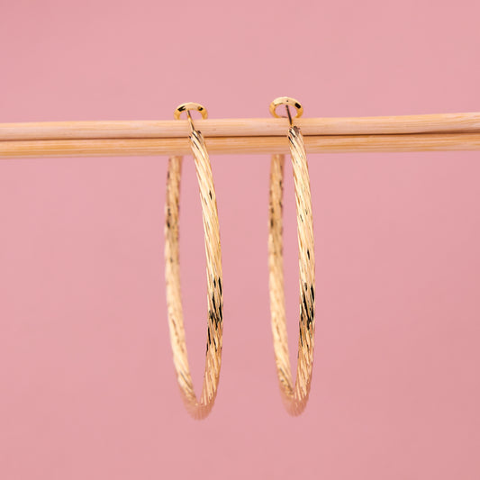 Golden Diamond-Cut Hoop Earrings