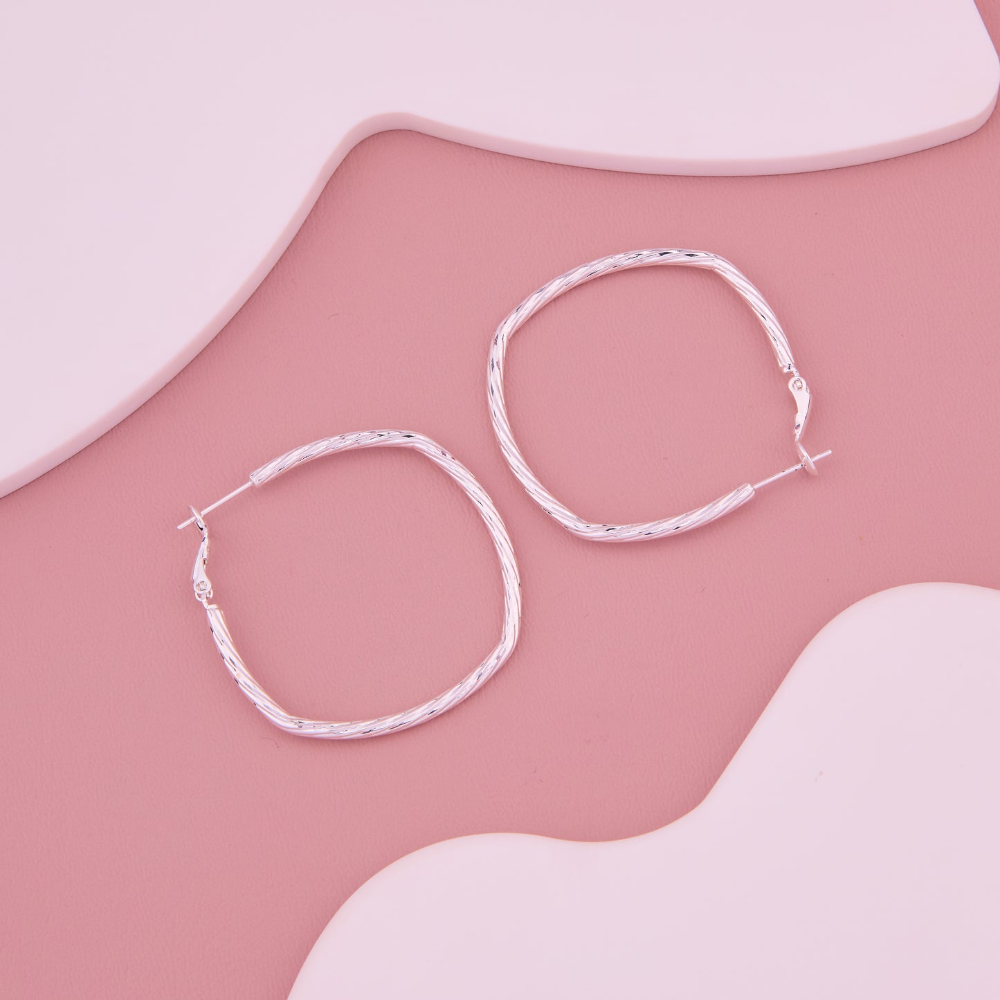Silver Textured Hoop Earrings
