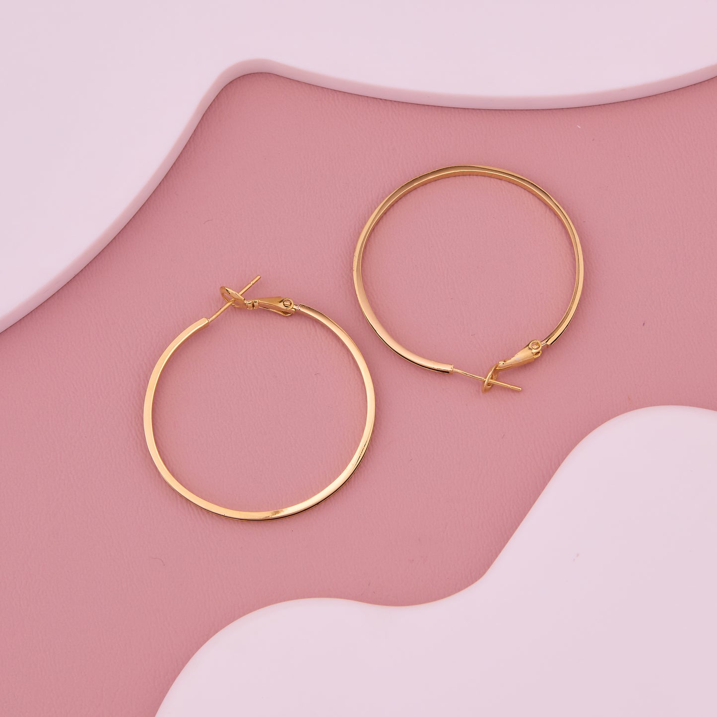 Gold Black-Stripe Hoop Earrings