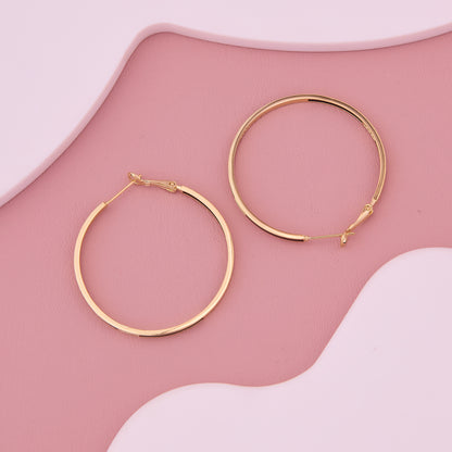 Gold Hoop Earrings with Black Enamel & CZ Accents