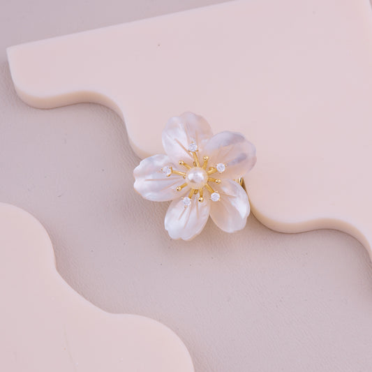 Ivory Pearl Blossom Brooch