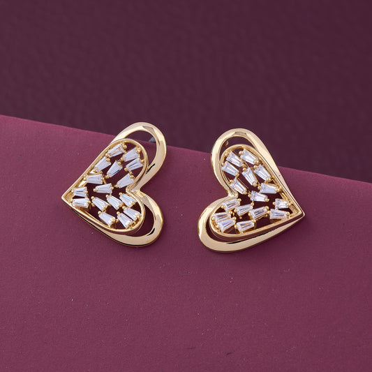 Golden Heart Diamond Earrings Elegance with a Sparkle