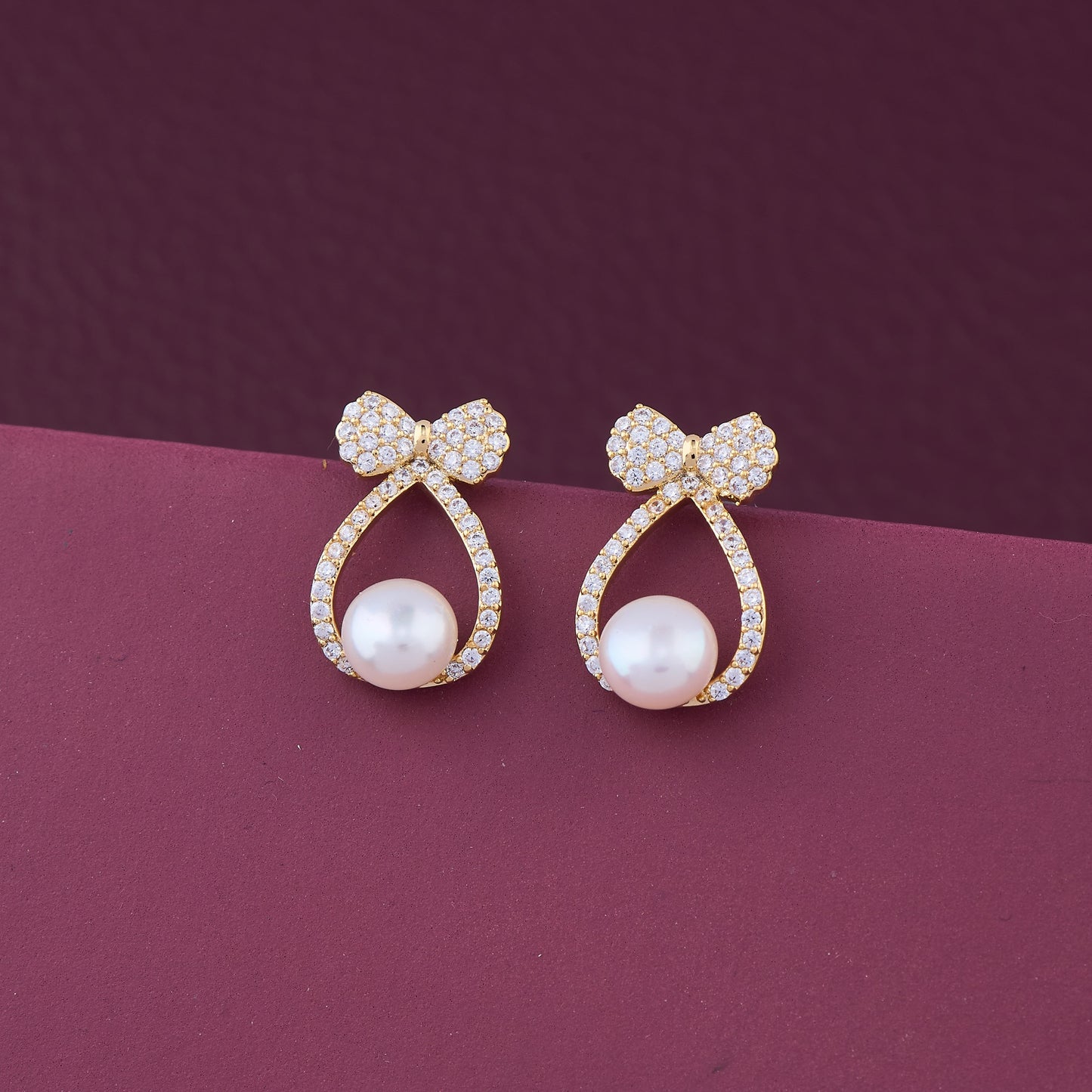 Gold Earrings with Pearls & Diamonds Bling with Sophistication
