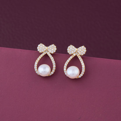 Gold Earrings with Pearls & Diamonds Bling with Sophistication