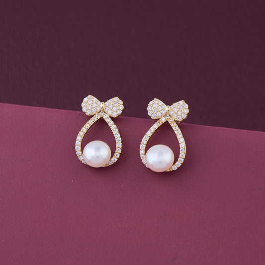 Gold Earrings with Pearls & Diamonds Bling with Sophistication