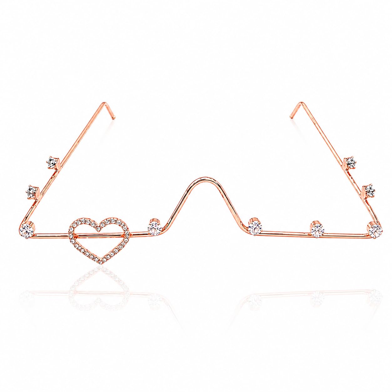 Heart Design Facelet with Cubic Zirconia Stones for Women | Minimal Nose Frame Face Jewellery | Brass Base Stylish Statement Face Accessory