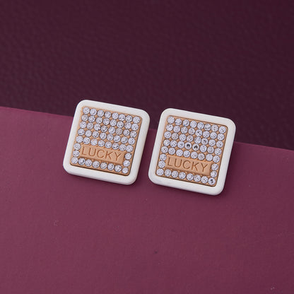 Elegant Gold & White Earrings with Diamonds