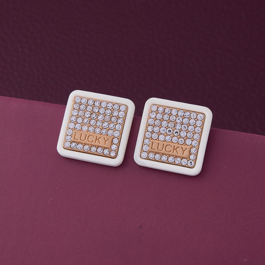 Elegant Gold & White Earrings with Diamonds