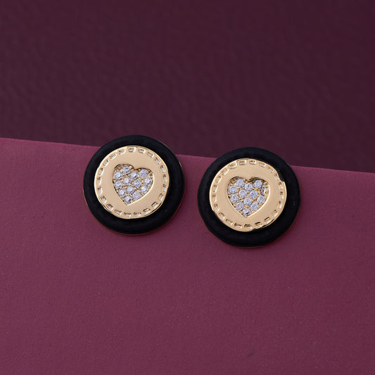 Elegant Gold and Black Heart Earrings