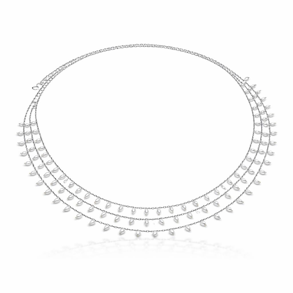 Traditional Golden Beads Waist Hip Chains Kamarband with Pearl Drops Ethnic Waist Chain Saree Vaddanam for Women & Girls