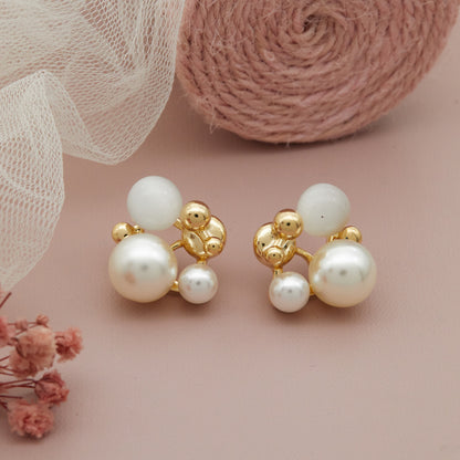 Pearl Earrings with Textile Detail – Artistic & Stylish