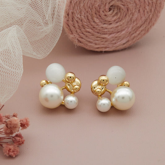 Pearl Earrings with Textile Detail – Artistic & Stylish