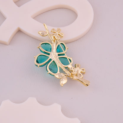 Emerald Blossom Pearl Brooch