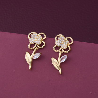 Gold & Diamond Floral Bling Earrings