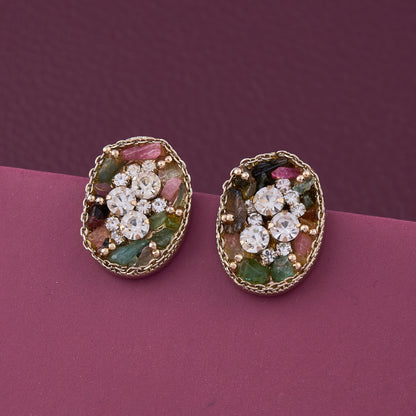 Floral Radiance Stone and Crystal Earrings