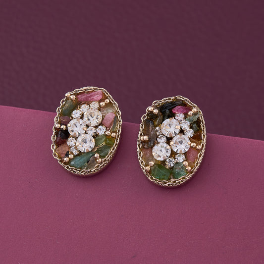 Floral Radiance Stone and Crystal Earrings