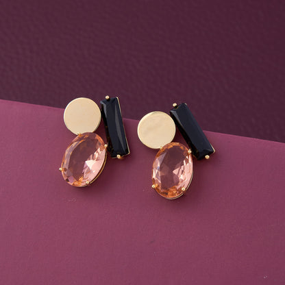 Earrings with Pink and Black Stones