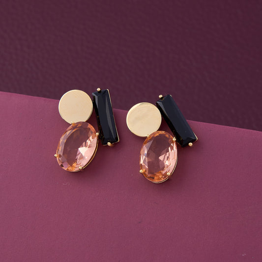 Earrings with Pink and Black Stones