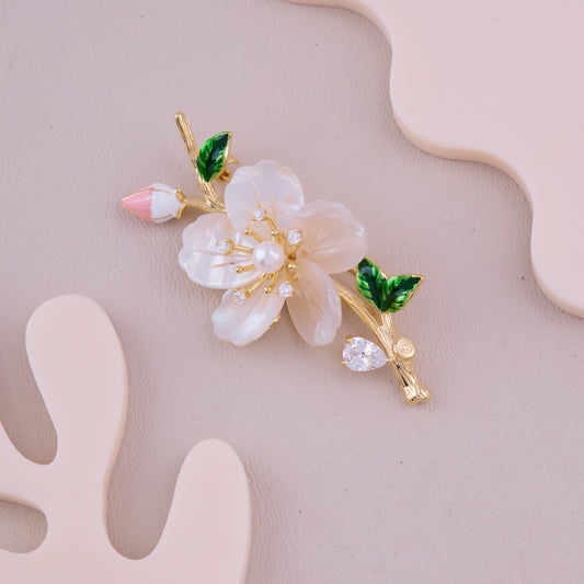 Pearl Blossom Floral Brooch