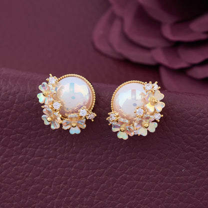 Floral Pearl Stud Earrings