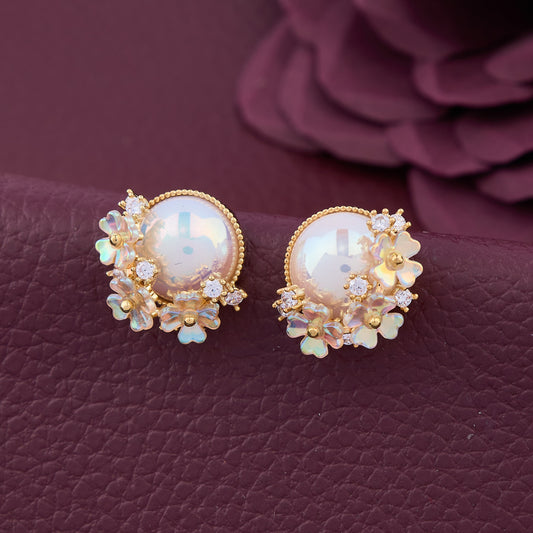 Floral Pearl Stud Earrings