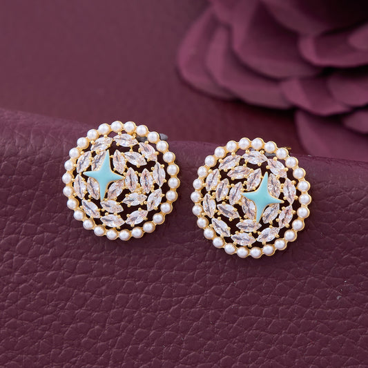 Floral Pearl Earrings with Bling Style
