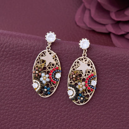 Oval Starry Mosaic Earrings