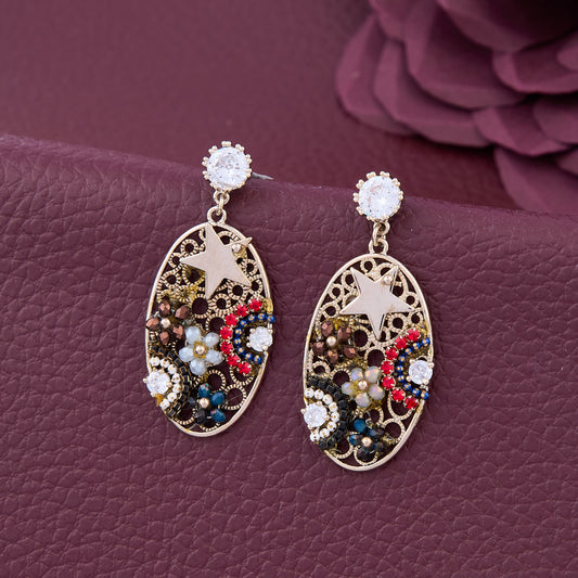Oval Starry Mosaic Earrings