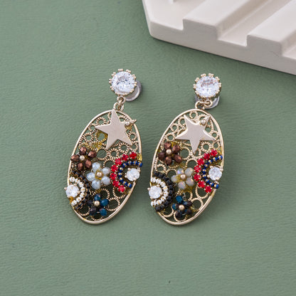 Oval Starry Mosaic Earrings