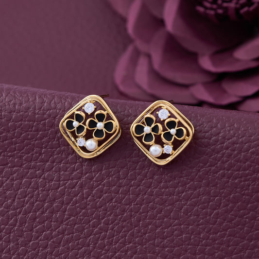 Floral Elegance Square Stud Earrings