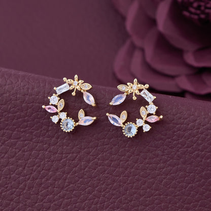 Gemstone & Floral Square Earrings