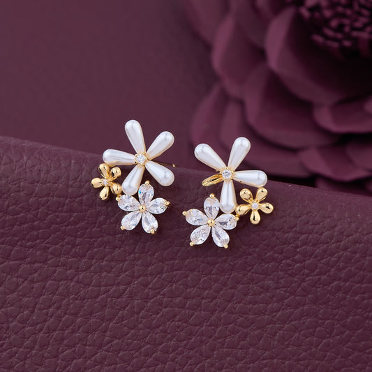 Floral Diamond Earrings with Intricate Design