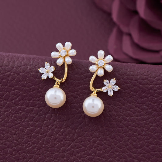 Elegant Pearl and Diamond Earrings with Floral Accents