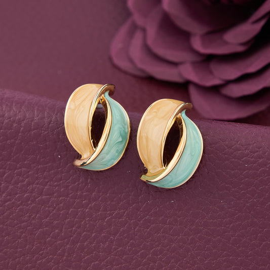 Elegant Earrings with Gemstone and Enamel Details