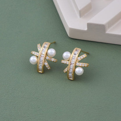 Gold Earrings with Diamonds Bling Elegance