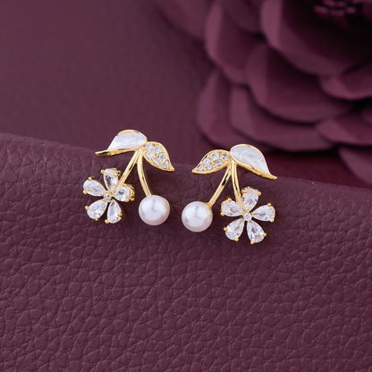 Floral-Inspired Pearl and Diamond Earrings