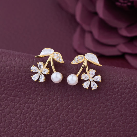 Floral-Inspired Pearl and Diamond Earrings