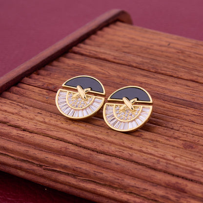 Rustic Charm Metal & Wood Coin-Shaped Earrings