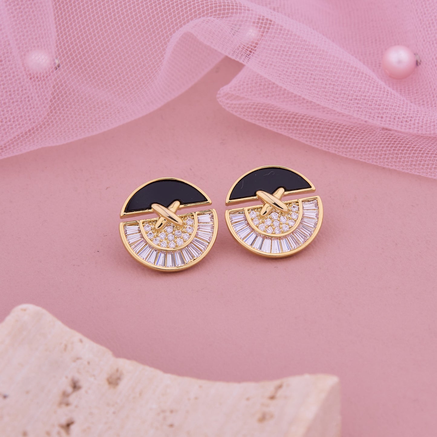 Rustic Charm Metal & Wood Coin-Shaped Earrings