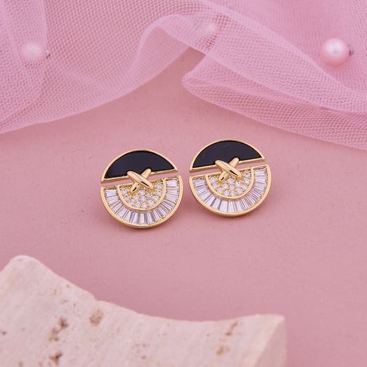Rustic Charm Metal & Wood Coin-Shaped Earrings